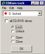 Окно программы CDRom-Lock