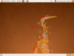 Скриншот рабочего стола с логотипом Ubuntu Linux 8.04 LTS - Hardy Heron