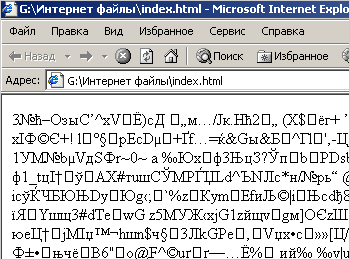 Вид зашифрованной HTML страницы